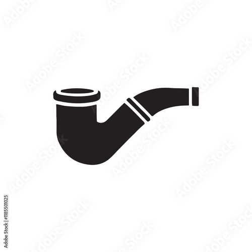 Simple black and white tobacco pipe vector graphic.eps