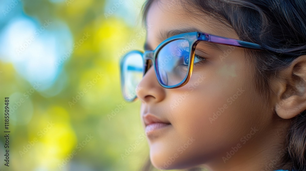 Portrait of a Young Girl Wearing Glasses Outdoors Portrait of a Young Girl Wearing Glasses Outdoors