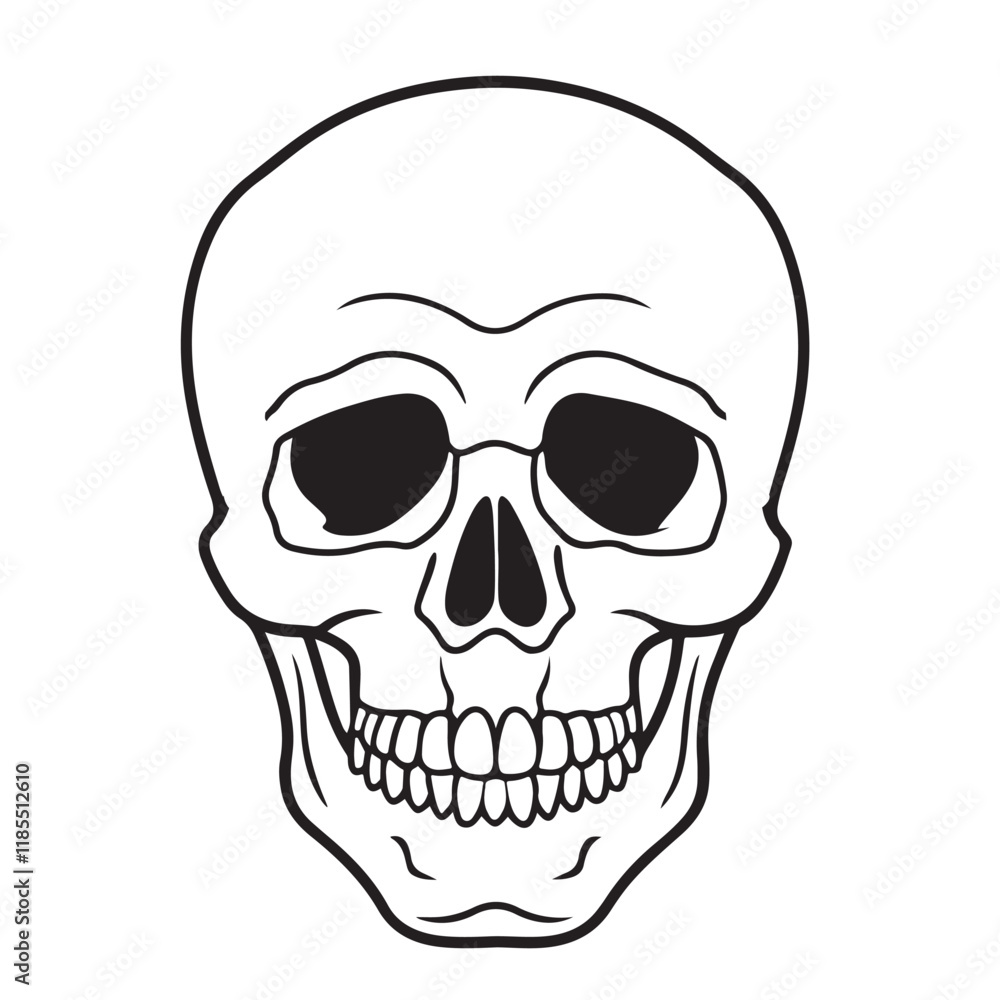 Fototapeta premium The skull icon. Black silhouette of a human skull. Vector illustration isolated on a white background for design and web.