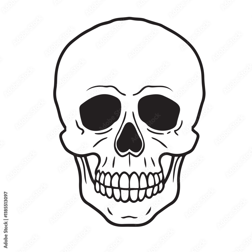 The skull icon. Black silhouette of a human skull. Vector illustration isolated on a white background for design and web. The skull icon. Black silhouette of a human skull. Vector illustration isolated on a white background for design and web.