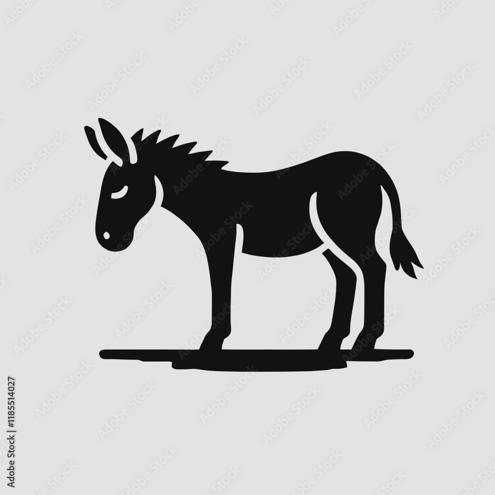 Obraz premium very simple flat and minimalist Donkey silhouette in black on a white background