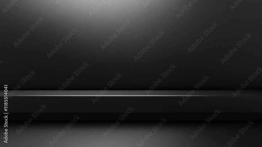 Dark studio background with black shelf, spotlight. Dark studio background with black shelf, spotlight.