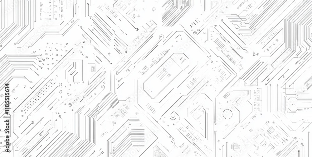 Intricate Seamless Circuit Board Pattern with Electronic Elements and White Edge Design for Technology Concepts Intricate Seamless Circuit Board Pattern with Electronic Elements and White Edge Design for Technology Concepts