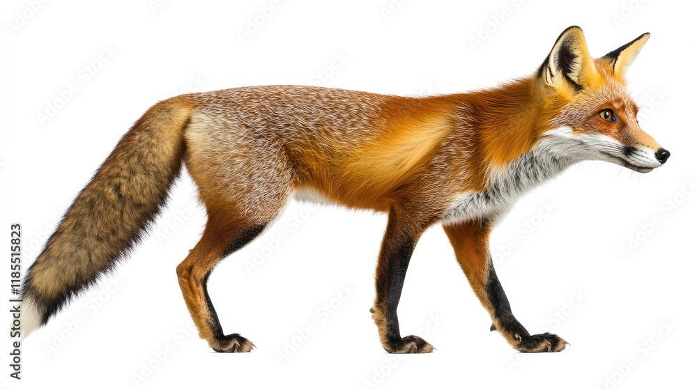 Fototapeta premium A realistic illustration of a fox in a natural pose.