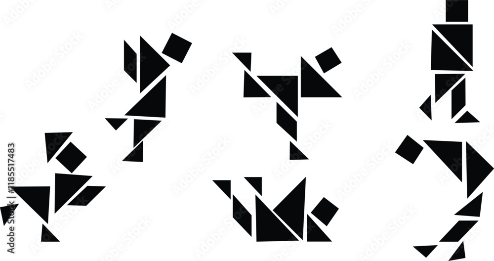 Naklejka premium Set of shapes, icons silhouette in different design 