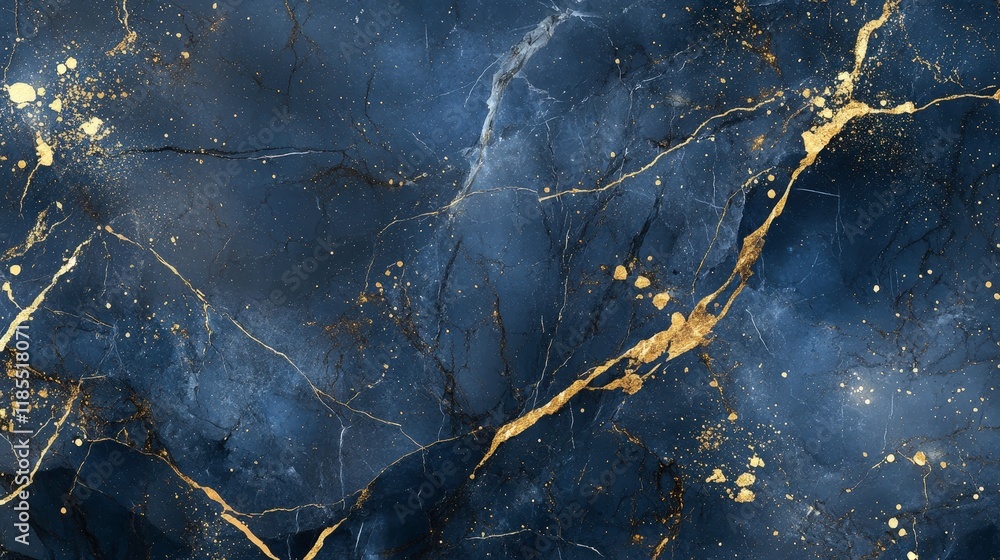 Fototapeta premium Navy Blue and Gold Marble Texture 