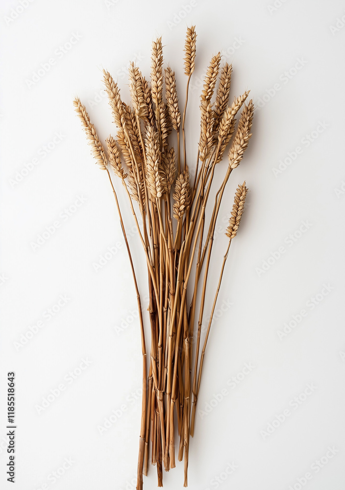 Golden Barley Wheat plants Ears spikelets isolated on white background Golden Barley Wheat plants Ears spikelets isolated on white background