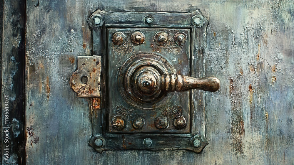 Fototapeta premium Rustic Vintage Door Handle: Aged Metal Texture
