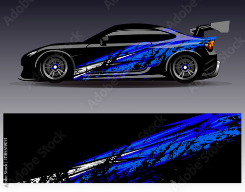 Car wrap design vector. Graphic abstract stripe racing background designs for vehicle, rally, race, adventure and car racing livery	