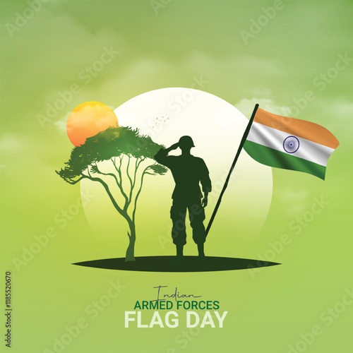 Indian Armed Forces Flag Day Creative ads. Armed Forces Flag creative design. 3D Illustration