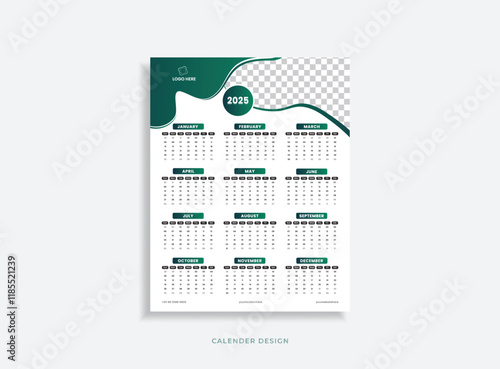 modern wall calendar 2025 template 12 month design