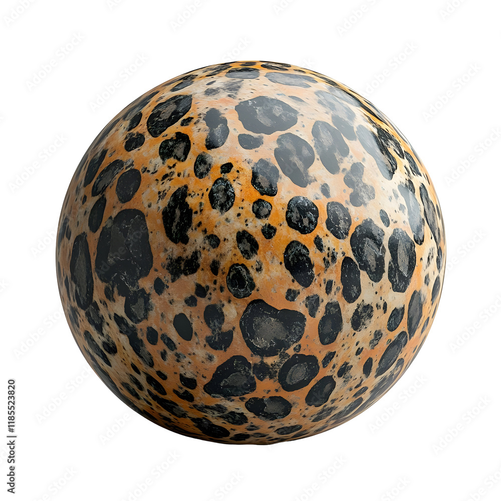 Polished Stone Sphere with a Leopard Print Pattern Isolated on Transparent Background Polished Stone Sphere with a Leopard Print Pattern Isolated on Transparent Background