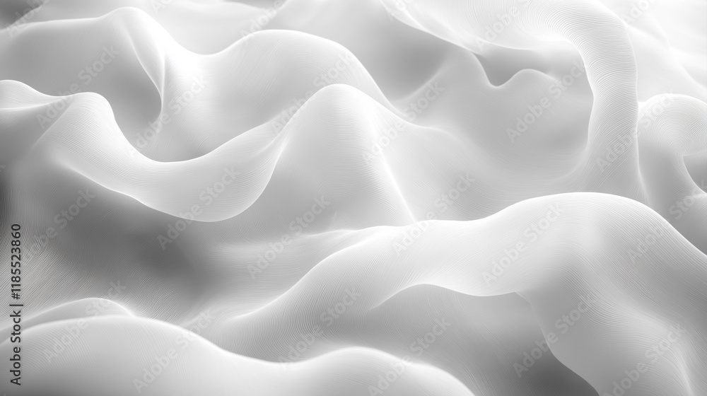 Obraz premium Abstract flowing white fabric with smooth folds and elegant texture.