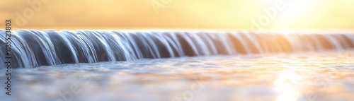 Golden Hour Waterfall Smooth Water Flow, Close-up Composition, Tranquil Scene, Nature Photography Waterfall, Nature Photography