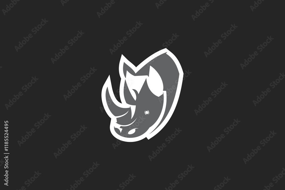 Obraz premium rhinos icon Logo Vector Illustration. Suitable for business company, modern company, sport logo, etc.