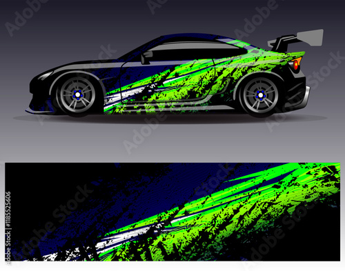 Car wrap design vector. Graphic abstract stripe racing background designs for vehicle, rally, race, adventure and car racing livery	