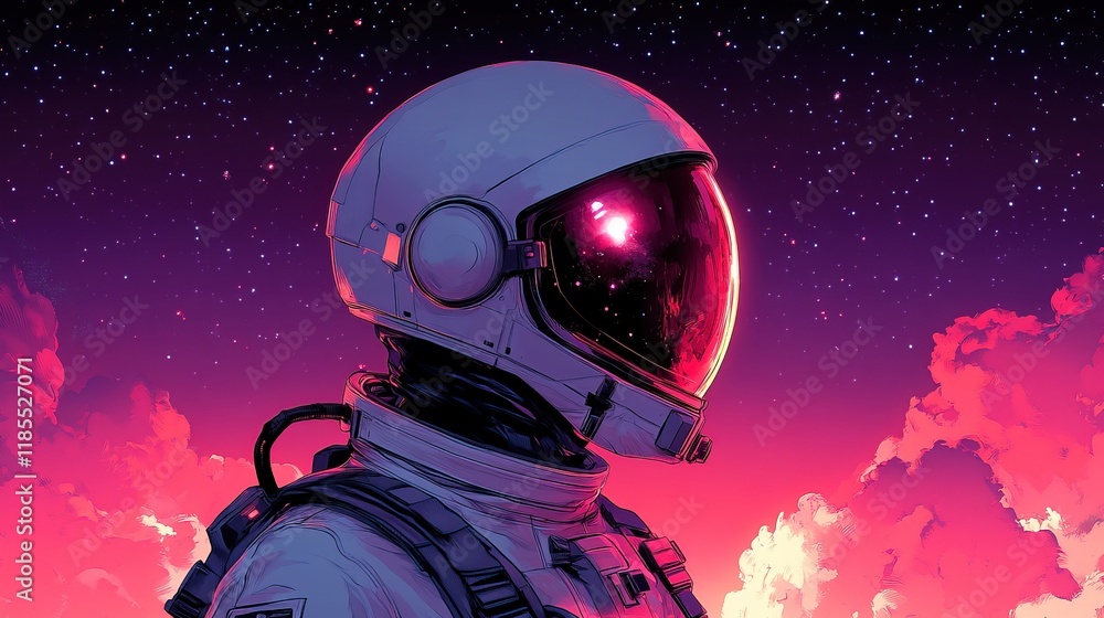 A vibrant illustration of an astronaut against a cosmic backdrop, evoking exploration and wonder. A vibrant illustration of an astronaut against a cosmic backdrop, evoking exploration and wonder.