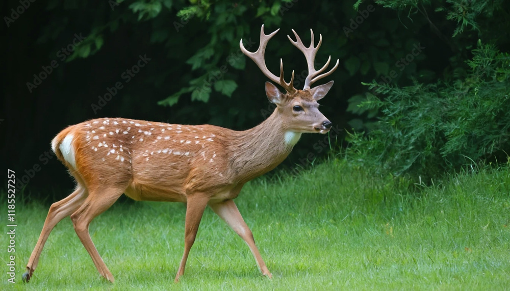 deer in the wild with green and grassy view deer in the wild with green and grassy view