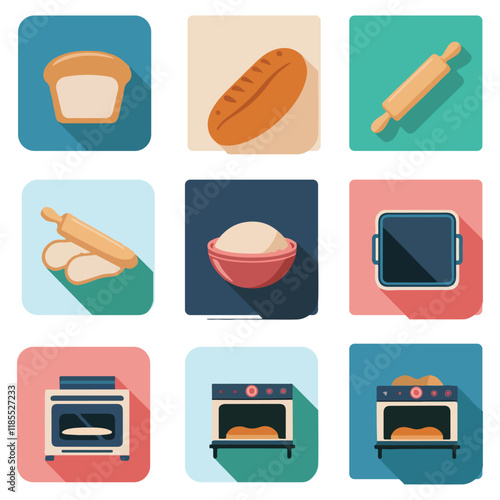 Bakery, patisserie icon set