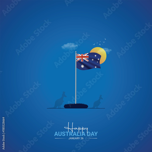 Happy Australia Day. Australia Day Poster, vector, 3d, illustration, 26 January