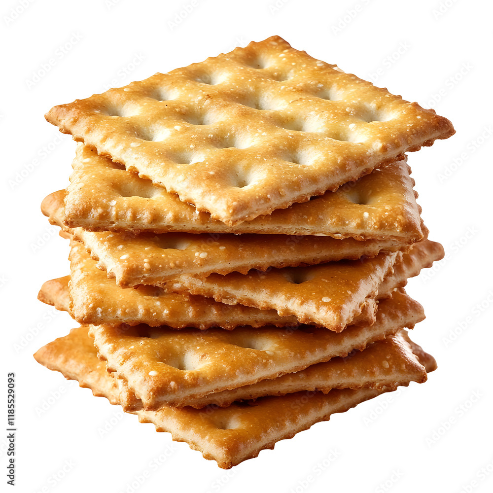 Crispy Square Crackers Stacked High with a Transparent Background Crispy Square Crackers Stacked High with a Transparent Background