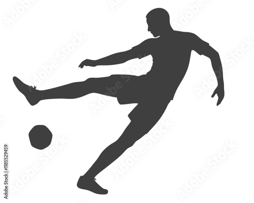 Soccer player silhouette in action running and kicking the ball