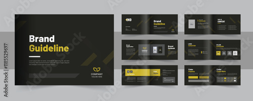 Modern brand guideline brochure, landscape brand manual design or corporate guide line identity presentation, logo guideline template