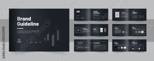 Creative brand guideline brochure, landscape brand manual design or brand social strategy layout