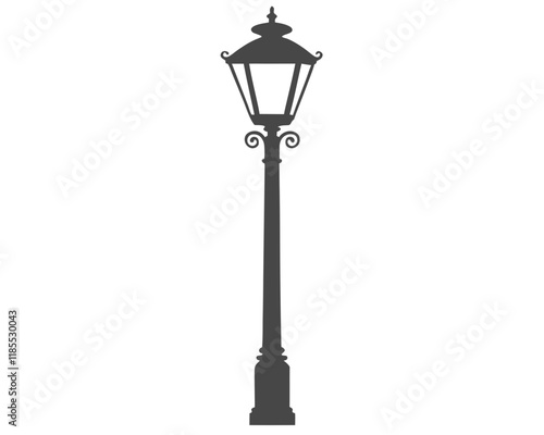 Old street lamp with vintage design on transparent background