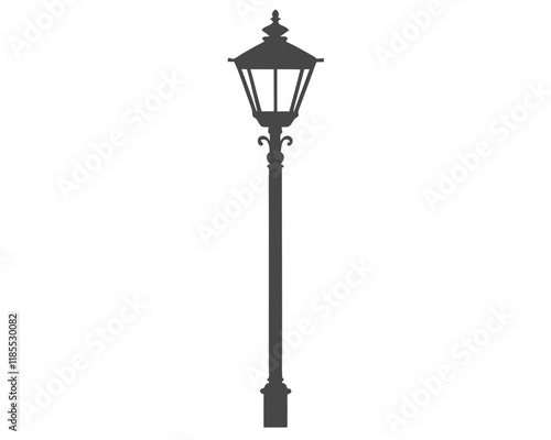 Old street lamp with vintage design on transparent background