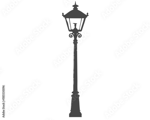 Old street lamp with vintage design on transparent background