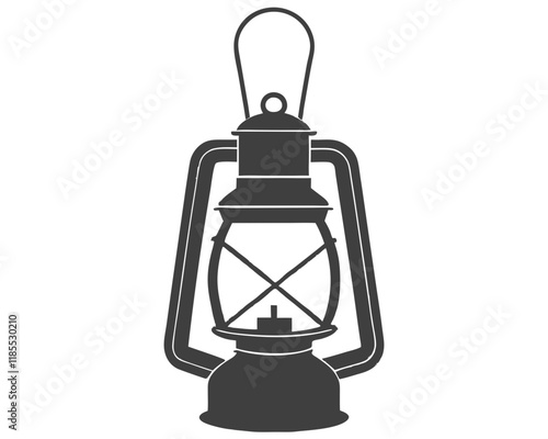 Vintage oil lamp with metal and glass on a white background