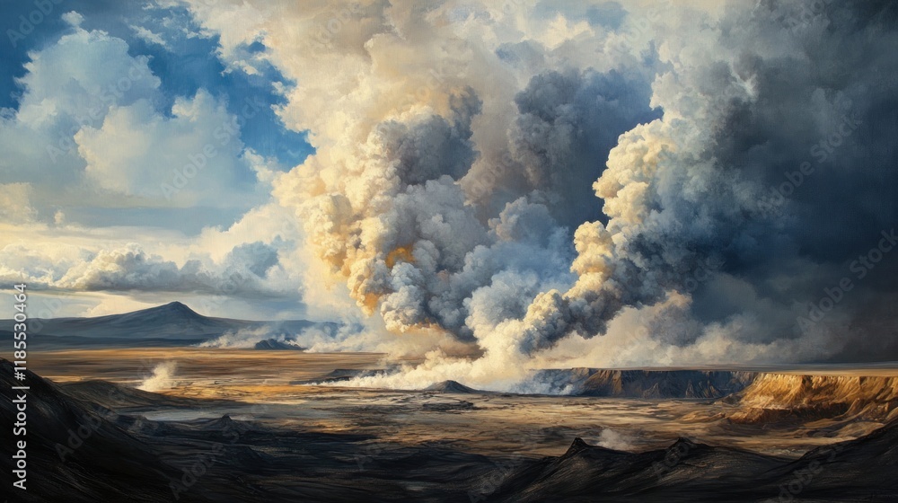 Fototapeta premium Volcanic Eruption in a Dramatic Landscape