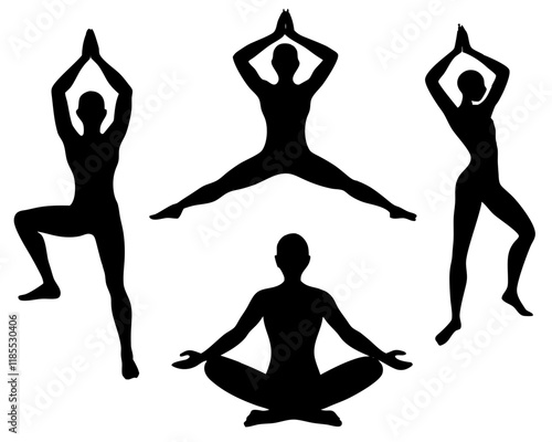 Various yoga poses in a serene outdoor setting, promoting wellness and mindfulness.