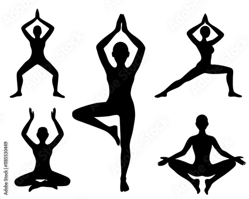 Various yoga poses in a serene outdoor setting, promoting wellness and mindfulness.