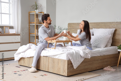 Morning of loving couple wi...