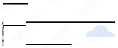 Blank check with horizontal lines, empty input spaces, and a subtle cloud graphic. Ideal for finance, banking, payments, billing, accounting, security organization abstract line flat metaphor