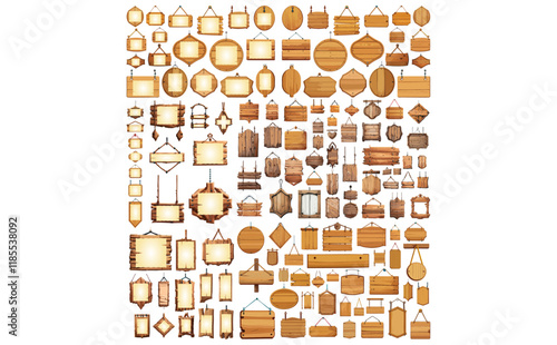 木製看板ベクターイラストセット	