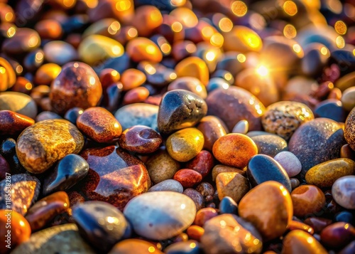 Earthy pebble backdrop: bokeh-blurred, textured, rustic stone pattern, showcasing natural beauty.