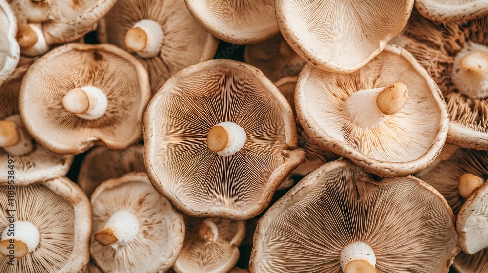 Closeup of Fresh Oyster Mushrooms, Pattern and Texture