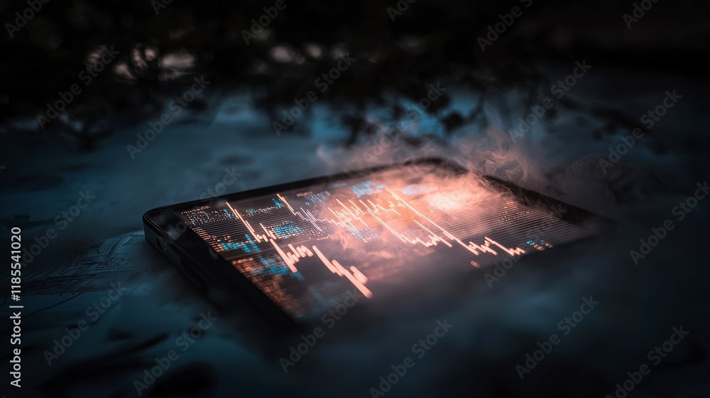 Futuristic Financial Data Analysis Glowing Charts on Tablet Futuristic Financial Data Analysis Glowing Charts on Tablet