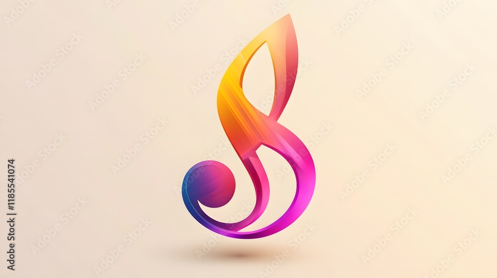 Naklejka premium Abstract Colorful Treble Clef Music Note Design