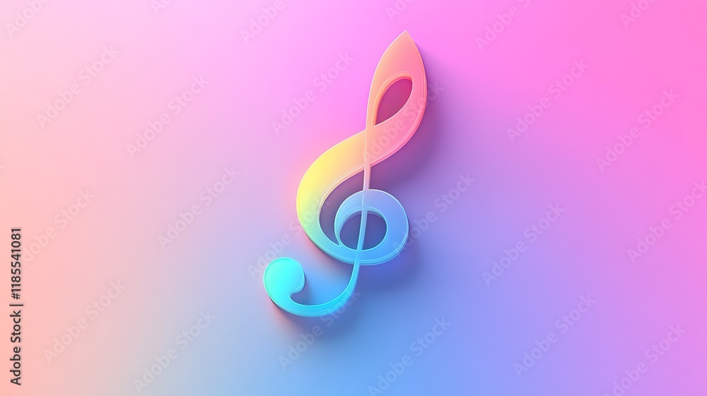 Naklejka premium Colorful Treble Clef on Pastel Background