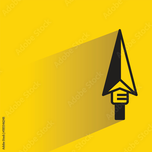 harpoon head icon with shadow on yellow background