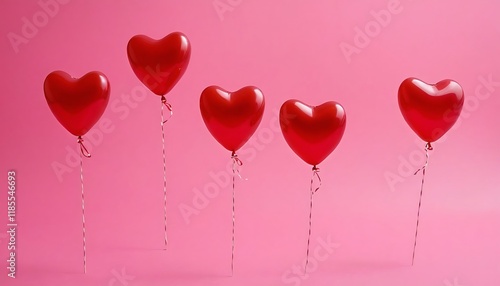 Valentines day background with red heart balloons,Illustration Valentine's Day background by Pink color papercutting Style,12
