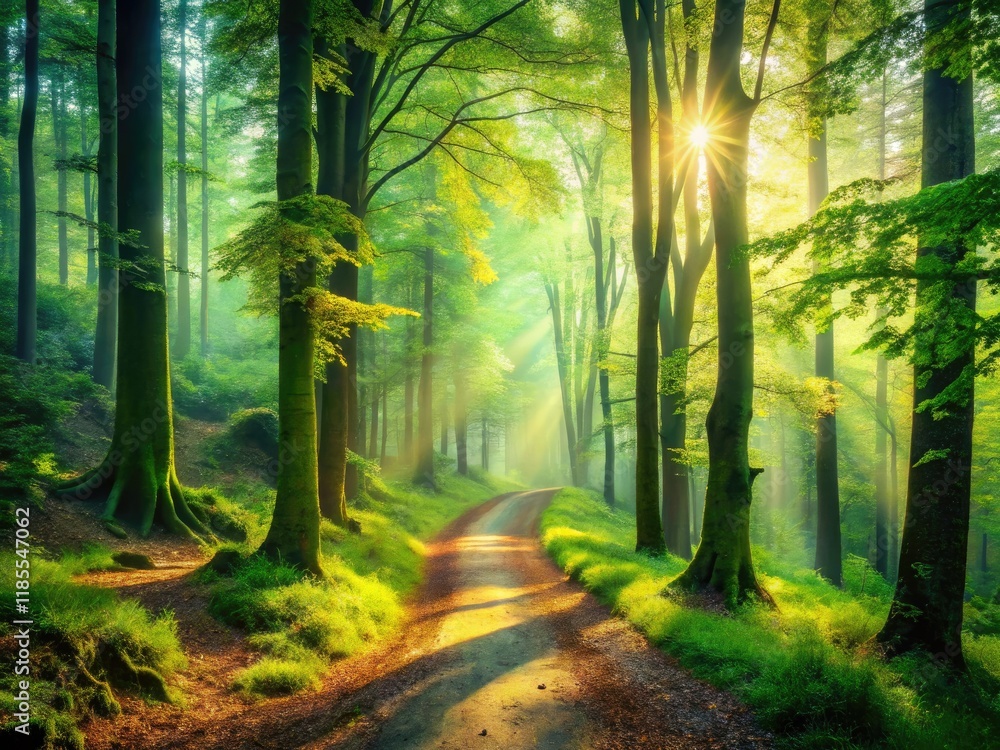 Obraz premium Misty Eifel Forest: Vintage photos capture ancient trees and German nature's beauty.