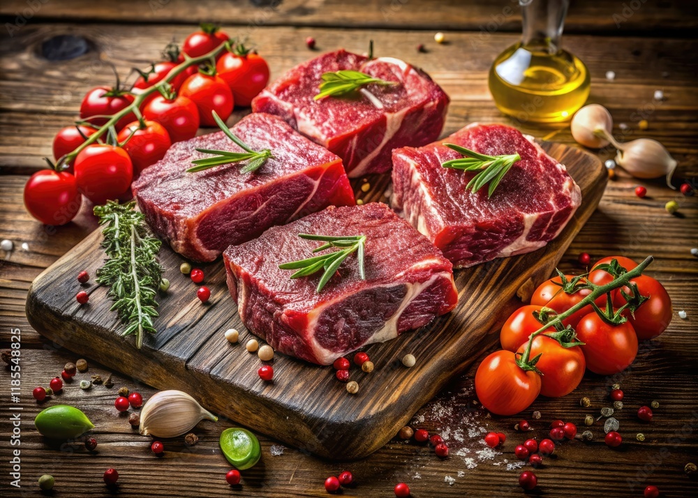 Raw beef, vibrant spices, juicy tomatoes, rustic wood—a long exposure feast for the eyes. Raw beef, vibrant spices, juicy tomatoes, rustic wood—a long exposure feast for the eyes.