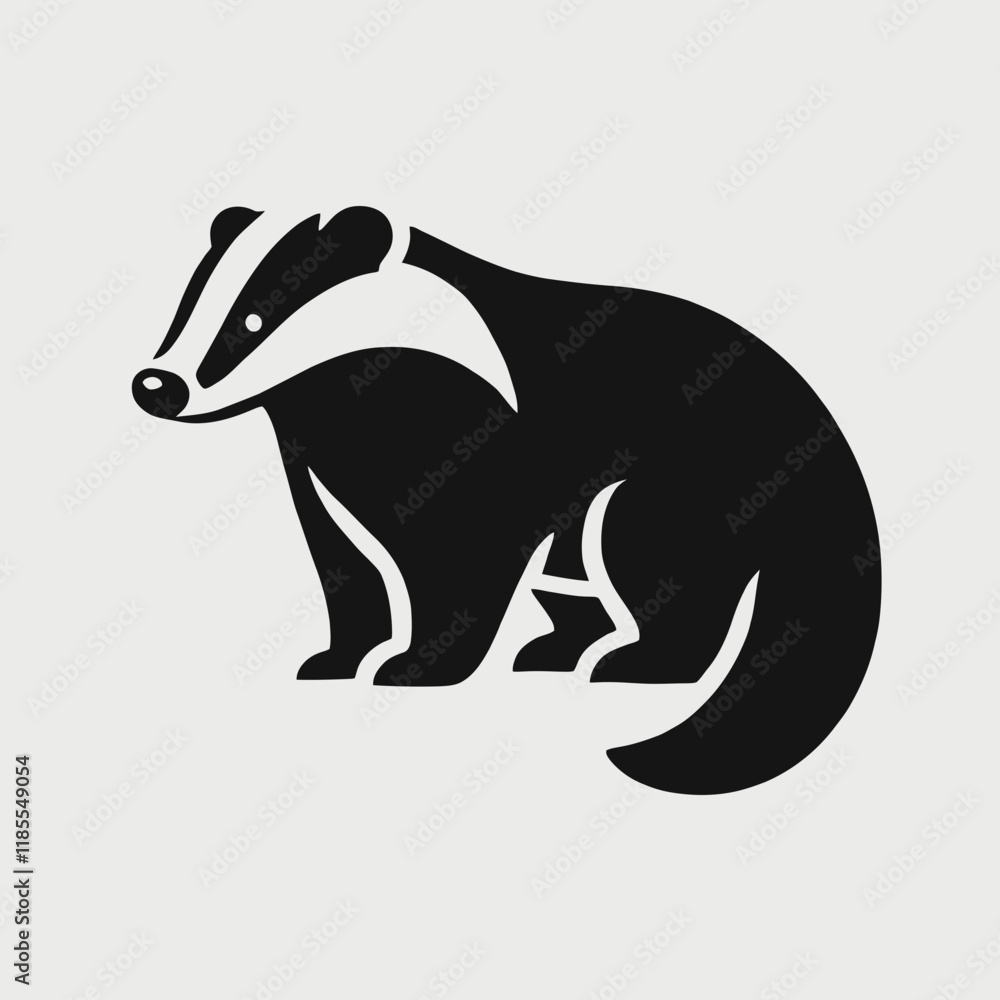 very simple flat and minimalist Badger silhouette in black on a white background very simple flat and minimalist Badger silhouette in black on a white background