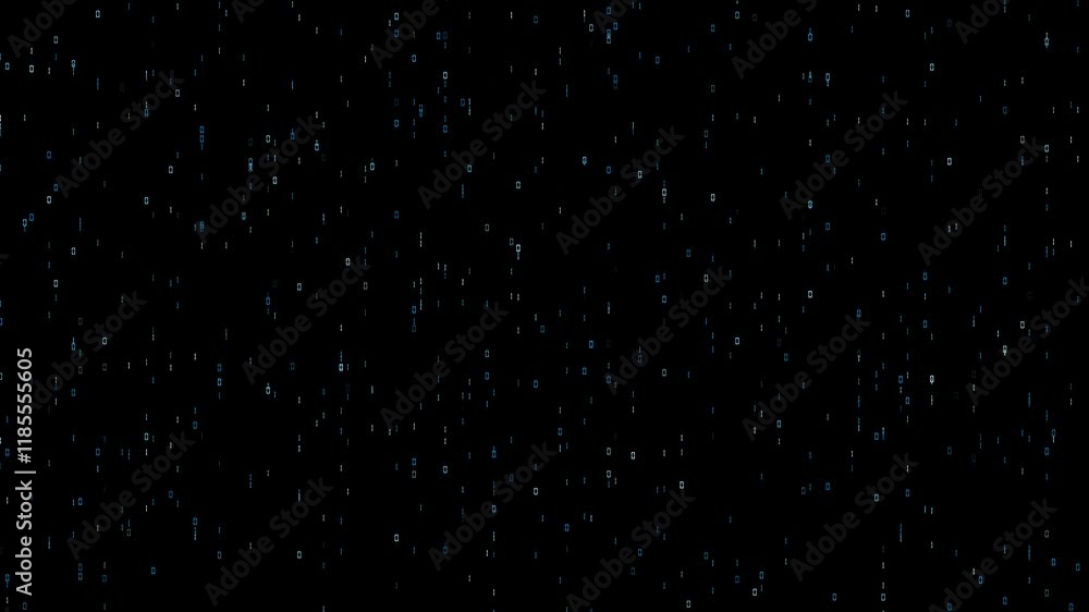 Slow computer binary numbers falling down on black loop background. Slow computer binary numbers falling down on black loop background.
