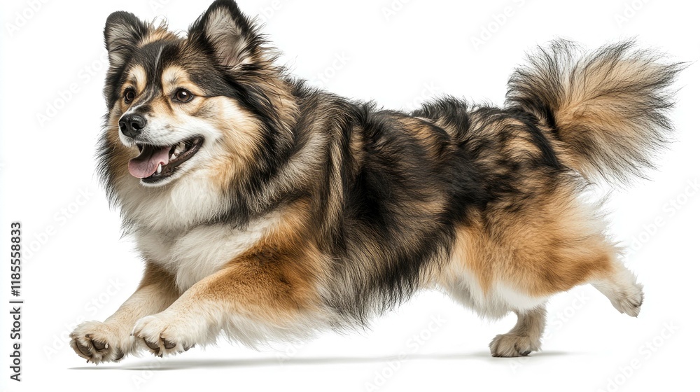 Fototapeta premium Adorable Fluffy Dog Running - Happy Canine Pet Photography